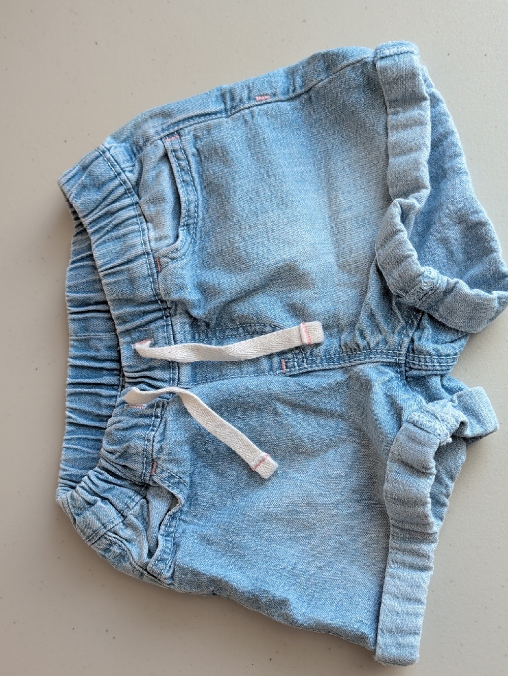GAP Light Blue Denim Kids Drawstring Rolled-Hem Shorts